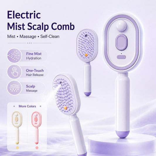⏳LAST DAY SALE 50% OFF🎉💕Electric Spray Air Cushion Massage Comb 💨| Detangle, Moisturize💧 & Red Light Therapy